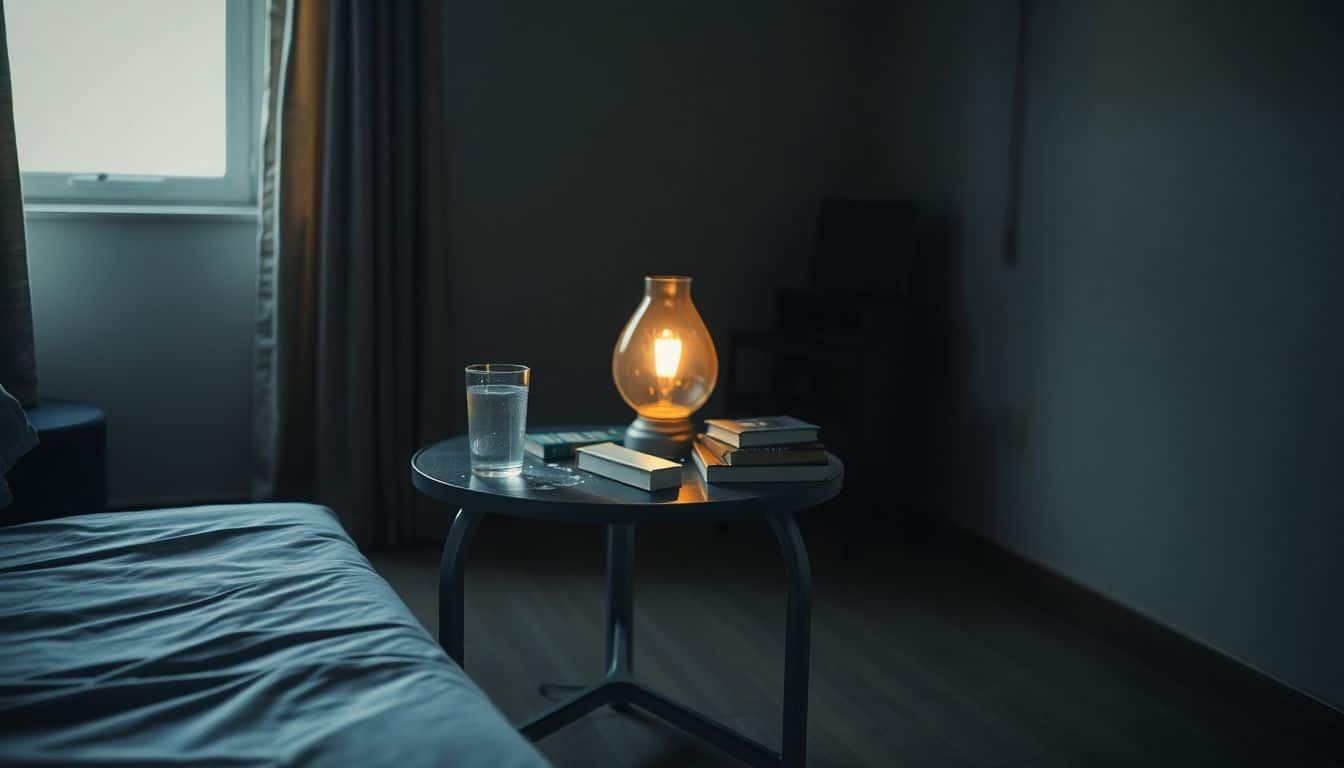Een rommelige tafel met omgevallen boeken en een omgevallen glas water.
